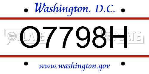 O7798H District Of Columbia License Plate