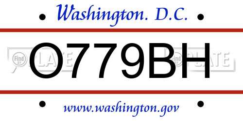 O779BH District Of Columbia License Plate