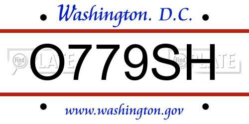 O779SH District Of Columbia License Plate