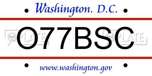 O77BSC District Of Columbia License Plate