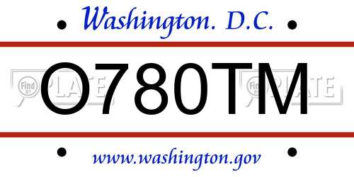 O780TM District Of Columbia License Plate