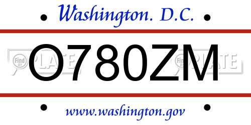 O780ZM District Of Columbia License Plate
