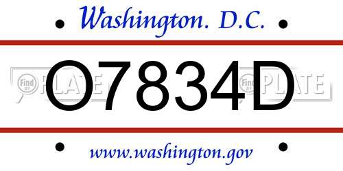 O7834D District Of Columbia License Plate