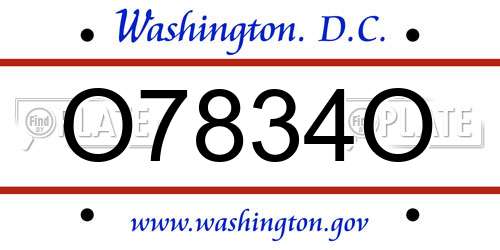 O7834O District Of Columbia License Plate