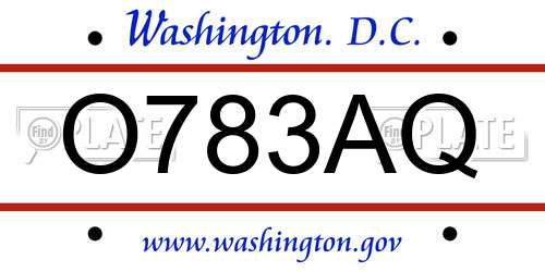 O783AQ District Of Columbia License Plate