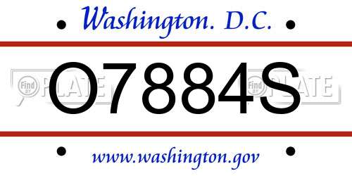 O7884S District Of Columbia License Plate