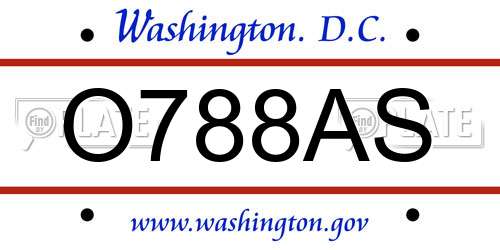 O788AS District Of Columbia License Plate