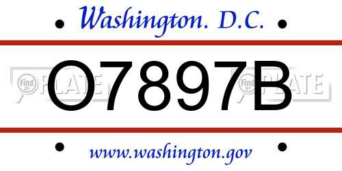 O7897B District Of Columbia License Plate