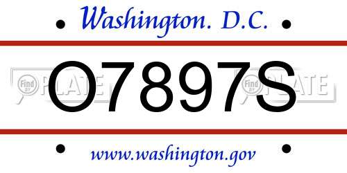 O7897S District Of Columbia License Plate