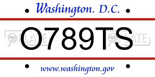 O789TS District Of Columbia License Plate