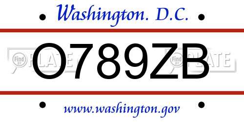 O789ZB District Of Columbia License Plate