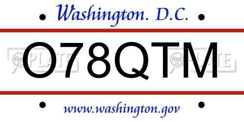 O78QTM District Of Columbia License Plate