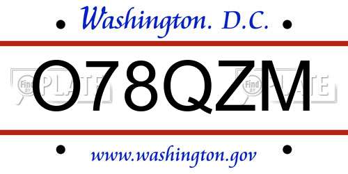 O78QZM District Of Columbia License Plate