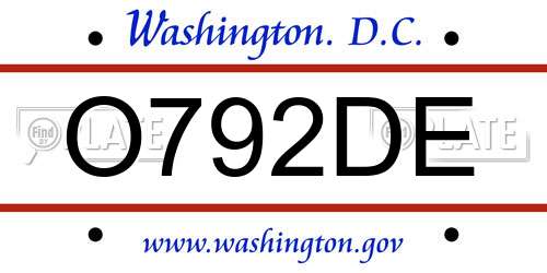 O792DE District Of Columbia License Plate