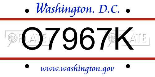 O7967K District Of Columbia License Plate
