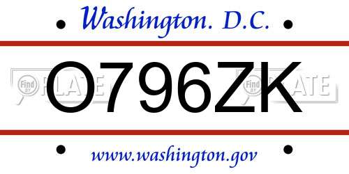 O796ZK District Of Columbia License Plate