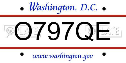 O797QE District Of Columbia License Plate