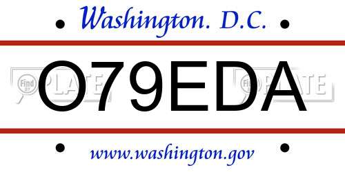 O79EDA District Of Columbia License Plate