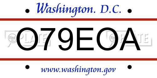 O79EOA District Of Columbia License Plate