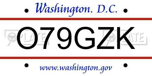 O79GZK District Of Columbia License Plate