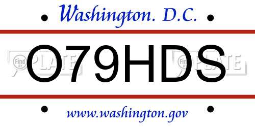 O79HDS District Of Columbia License Plate