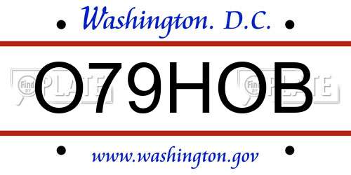O79HOB District Of Columbia License Plate