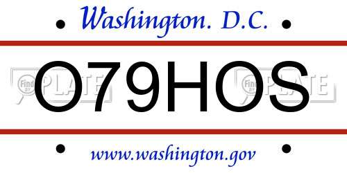 O79HOS District Of Columbia License Plate