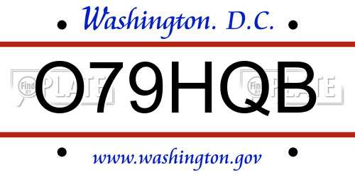 O79HQB District Of Columbia License Plate