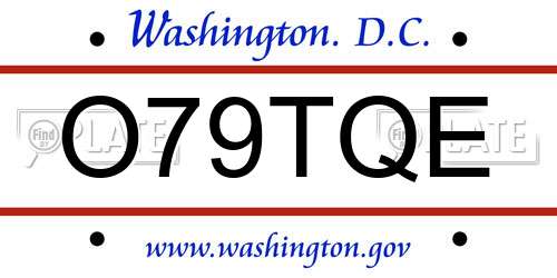 O79TQE District Of Columbia License Plate