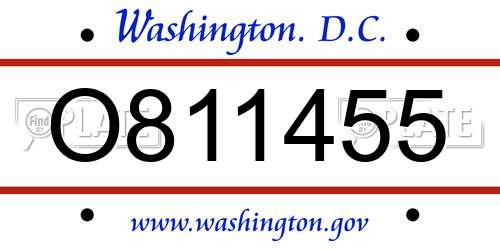 O811455 District Of Columbia License Plate