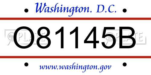 O81145B District Of Columbia License Plate