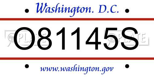 O81145S District Of Columbia License Plate