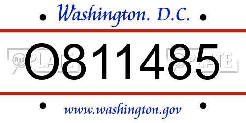 O811485 District Of Columbia License Plate