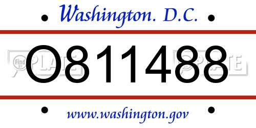 O811488 District Of Columbia License Plate