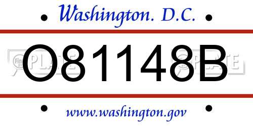 O81148B District Of Columbia License Plate