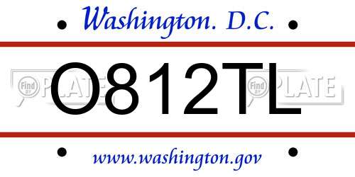 O812TL District Of Columbia License Plate