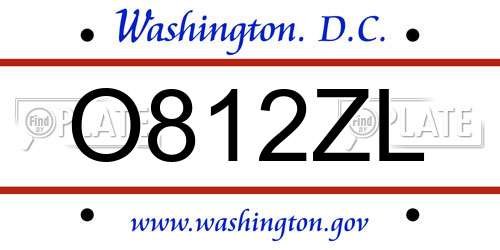 O812ZL District Of Columbia License Plate