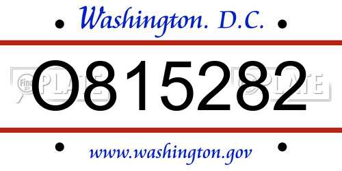 O815282 District Of Columbia License Plate
