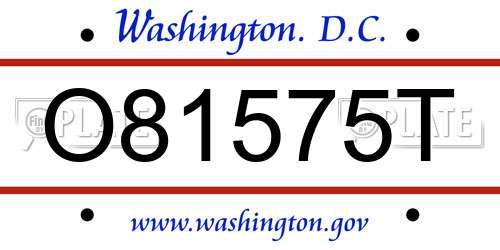 O81575T District Of Columbia License Plate