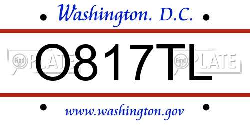 O817TL District Of Columbia License Plate