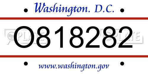 O818282 District Of Columbia License Plate