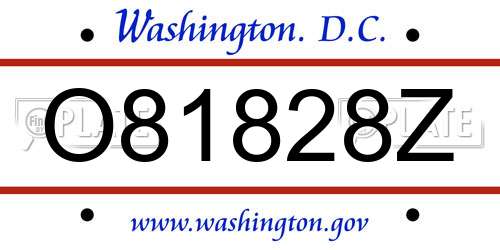 O81828Z District Of Columbia License Plate