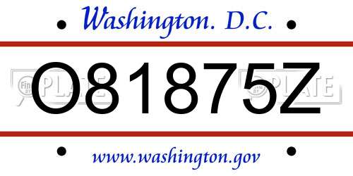 O81875Z District Of Columbia License Plate