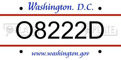 O8222D District Of Columbia License Plate