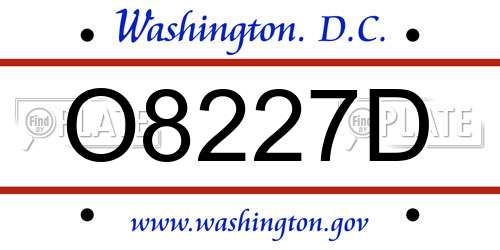 O8227D District Of Columbia License Plate
