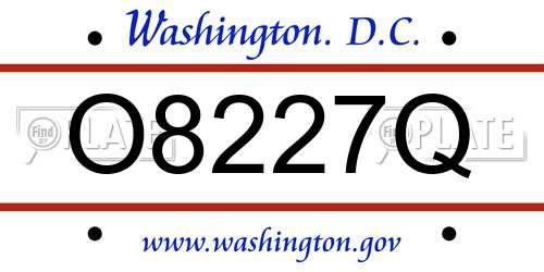 O8227Q District Of Columbia License Plate