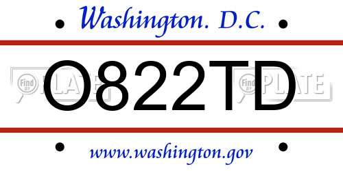 O822TD District Of Columbia License Plate