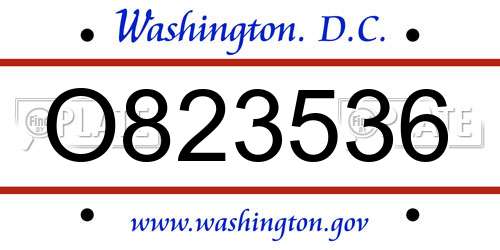 O823536 District Of Columbia License Plate
