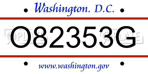 O82353G District Of Columbia License Plate