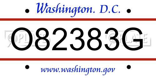 O82383G District Of Columbia License Plate
